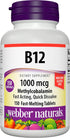Webber Naturals Vitamin B12 1,000 mcg, 150 Fast-Melting Tablets, Supports Energy Production and Metabolism, Gluten Free, Non-GMO, Vegetarians...
