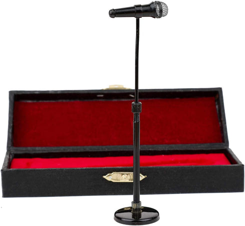 8-13cm Adjustable Miniature Microphone Mini Musical Instrument Mini Replica Model for 1:12 Action Figures Dollhouse Accessories Display Ornaments ...