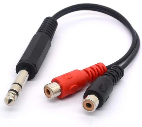 6.35 to RCA Splitter Cable, 6.35mm 1/4 inch TRS Stereo Jack Male to 2 RCA Phono Female Plug Adapter Cord 20cm/8inch...