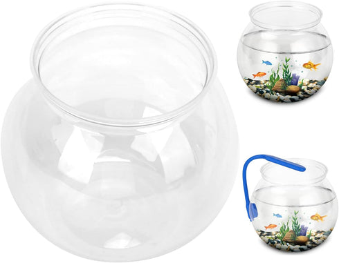 Mini Fish,Classic Drum Fish Bowl Transparent Plastic Round Bowl Aquarium 360° View of Aquarium Centerpiece or Terrarium(Mini)...