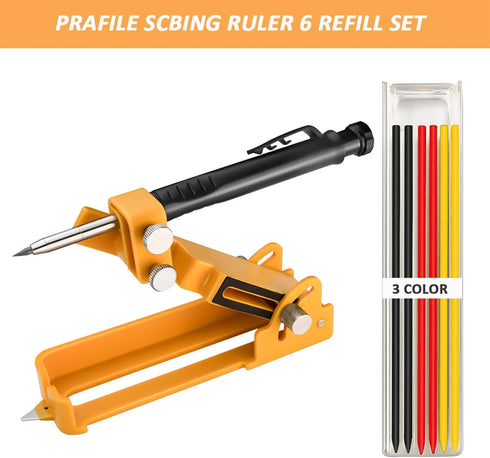 Multi-function Scribing Tool,Aluminum Alloy Scribe Tool with Deep Hole Pencil Construction Pencil DIY Woodworking Marking Contour Gauge Scriber Pr...