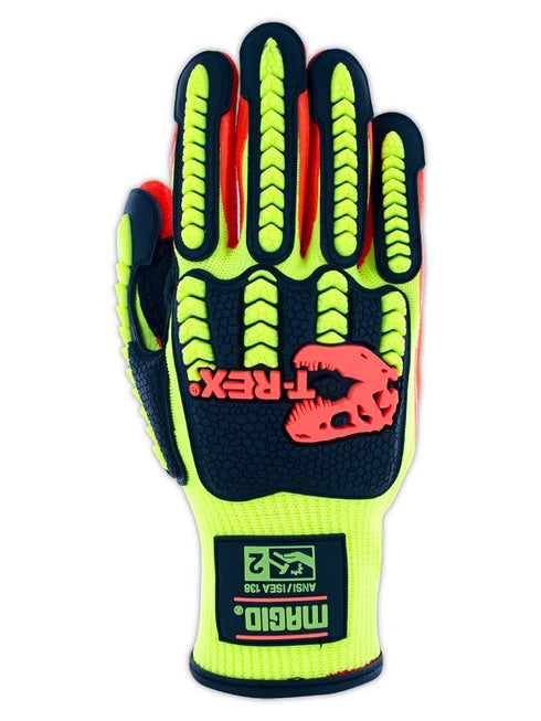 MAGID Impact Level 2 Resistant TPR Work Gloves with Grip, 1 Pair, High Visibility, Size 8 (Medium), Sandy Nitrile Coated (NitriX), Machine Washabl...