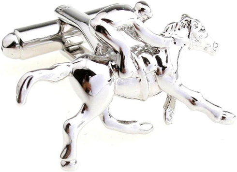 Horse Jockey Race Racing Pair of Cufflinks in Presentation Gift Box & Polishing Cloth...