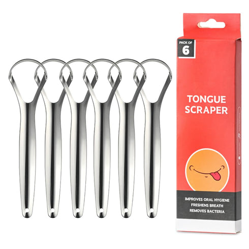 6 Pack Tongue Scraper for Adults, 100% Stainless Steel, Tongue Scrubber, Easy to Use, Tongue Cleaner for Oral Care & Hygiene, Reduce Bad Breath...