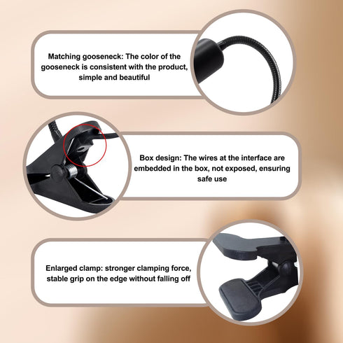 Desk Clip Lamp Holder, Clamp Light Fixture with 35cm Stable Gooseneck, Adjustable Lamp with Swtich, E26/E27 Clamp Light Socket, Heat Grow Lamp Cla...