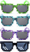 kilofly 4pc 8-Bit Pixel UV Protect Gamer Sunglasses Adult Kids Party Favors...