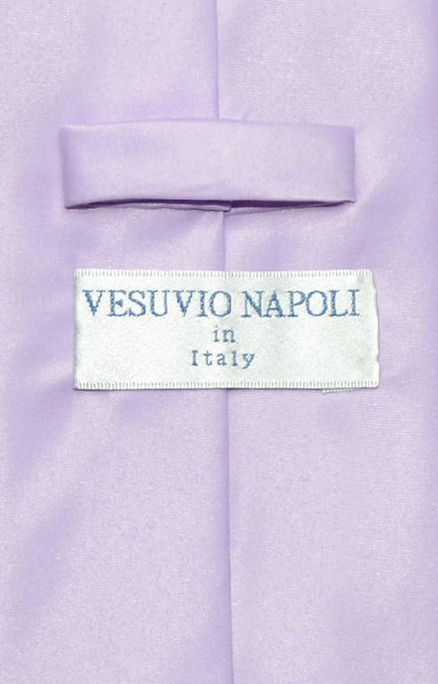 Vesuvio Napoli Solid Lavender Purple NeckTie & Handkerchief Men's Neck Tie Set, Lavender Light Purple, One Size...