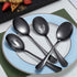 Black Kyraton Titanium Plating Serving Set - 4 Pieces, Includes 2 Spoons and 2 Slotted Spoons...