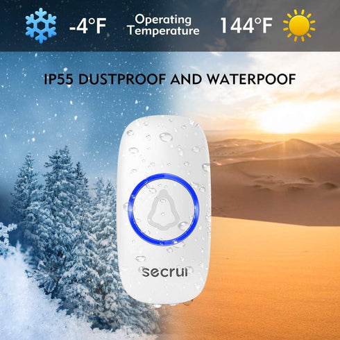 SECRUI Wireless Doorbell, Door Bell Ringer Wireless 1000 Feet with 5 Volume Levels, Waterproof and dustproof, 32Chimes & LED Flash, for Home Class...