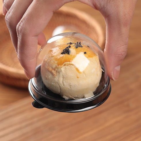 EchoDone Clear Plastic Mini Cupcake Boxes Muffin Pod Dome Single Container Box Wedding Birthday Gifts Boxes Supplies 50 Pack (Black)...