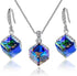 EVEVIC Colorful Cubic Austrian Crystal Pendant Necklace Earrings for Women 14K Gold Plated Hypoallergenic Jewelry Set...