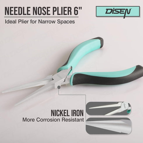 Needle Nose Pliers, 6" Mini Precision Long Nose Pliers for Jewelry Making, Fishing, Wire Wrapping, Crafts, Small Needle Nose Pliers with Comfort G...