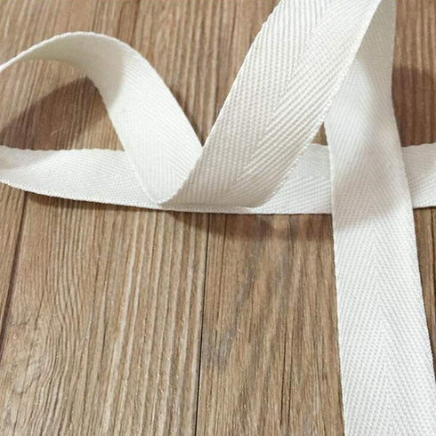 Natural Cotton Twill Tape 50 Yards 1 Inch Bunting Bias Tape Herringbone Webbing Tape Roll for Apron Sewing Dressmaking Craft (White)...