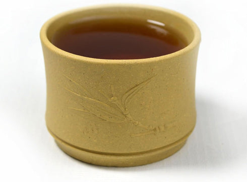 Teacup 80ml Chinese Clay Zisha Kungfu Cup 2pcs Anaglyph bamboo (Yellow duan)...