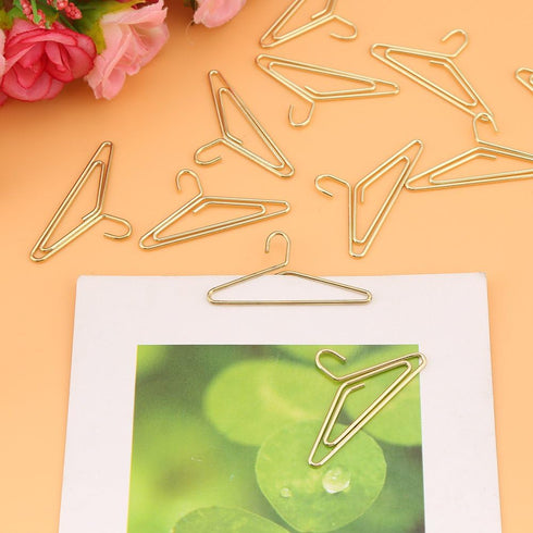 24PCS Paper Clips, Gold Paperclips with Storage Box Cute Hanger Shape Paper Clip Stainless Steel Paper Clip Small Paper Clips Multi Function Paper...