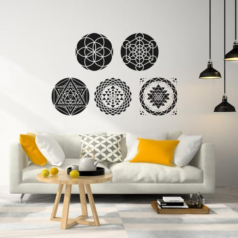 Sacred Geometry Stencil 8x8inch Reusable Hexagon Mandala Stencils Metatron's Cube/The Flower of Life Drawing Templates for Wall Canvas Paper Art C...