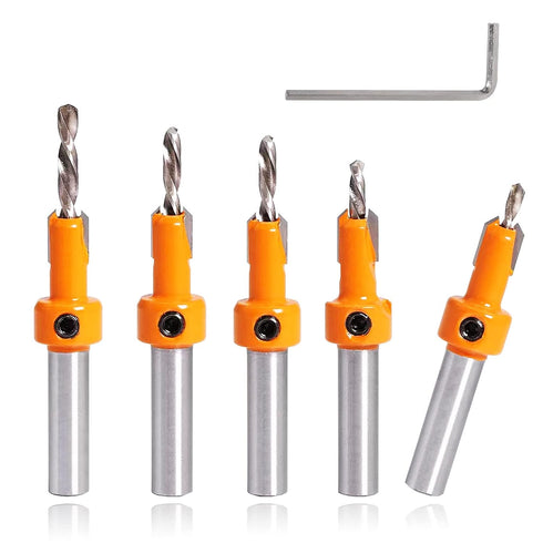 Countersink Drill Bit Set for Wood with Hex Key Wrench, 8mm Shank,10mm Countersink Diameter, Woodworking Counter Sinker Drill Bit Set Timber Carpe...