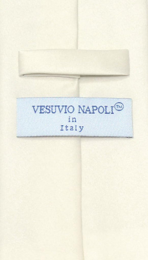 Vesuvio Napoli NeckTie Solid CREAM Off-White Color Men's Neck Tie...
