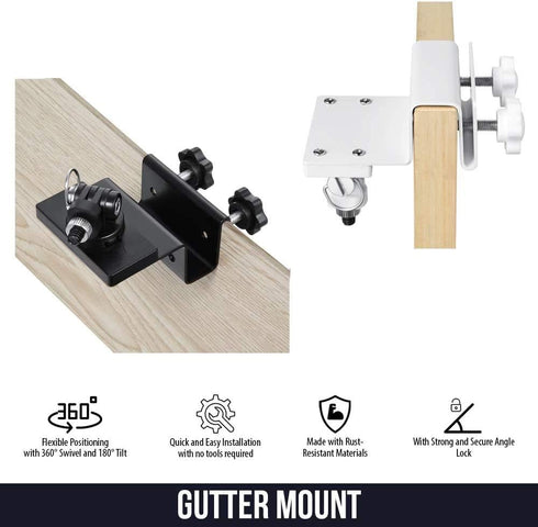 Wasserstein Weatherproof Gutter Mount for Arlo Cameras, White, 360-degree Swivel, 180-degree Tilt, Easy Installation, Rust-Resistant...