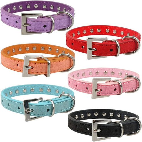 Cute Dazzling Sparkling Elegant Fancy Suede Leather 1 Rows Bling Rhinestone Crystal Jeweled Small Pet Cat Dog Puppy Collar(Purple,M)...