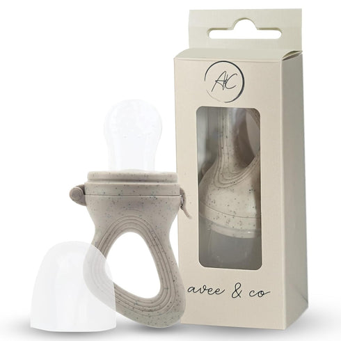 Avee & Co Silicone Teething Pacifier and Fresh Fruit Feeder, Baby Pacifier for Teething, Toddler Teething Toy (Beige)...