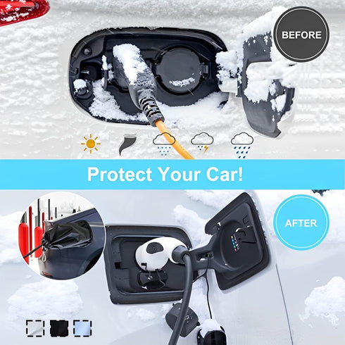 EV Charger Plug Port Cover, Electric Car Charging Accessories, Waterproof Outdoor EV Charger Cover, Rain Sun UV Snow Dust All Weather Protection, ...