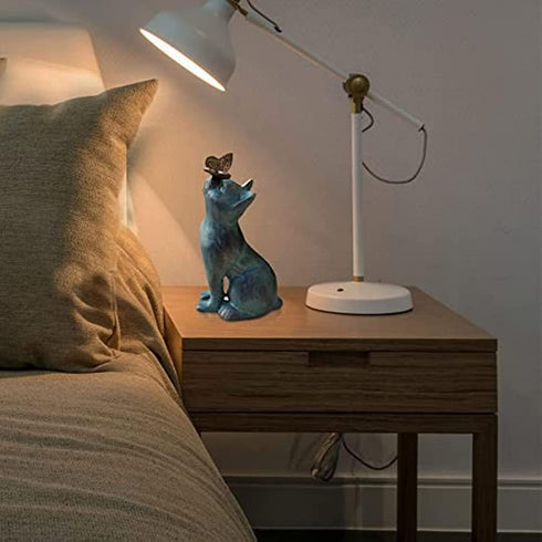 Cute Cat and Butterfly Curiosity Garden Statue, Curious Cat Play with Butterfly Statue, Garden Cat Statue Animal Sculpture Outdoor Patio Lawn Yard...
