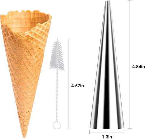 Cream Horn Molds 16pcs Large Size 4.7 inch Baking Cones Stainless Steel Roll Horn Forms Conical Danish Pastry Croissant Cones Moulds...