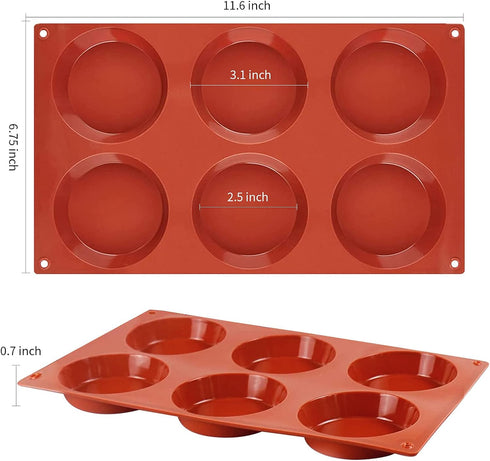 Silicone Egg Mold Muffin Top Pans, 3 Inch Non-stick Whoopie Pie Baking Pan Round Tray Egg Sandwich Molds for Mini Cakes Biscuits Egg Cloud Bread B...