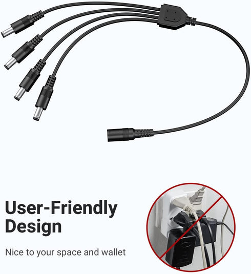 ANNKE Security Power Adapter Supply AC to DC 12V2A and 1-to-4 Splitter Power Cord for CCTV Surveillance Camera DVR System...
