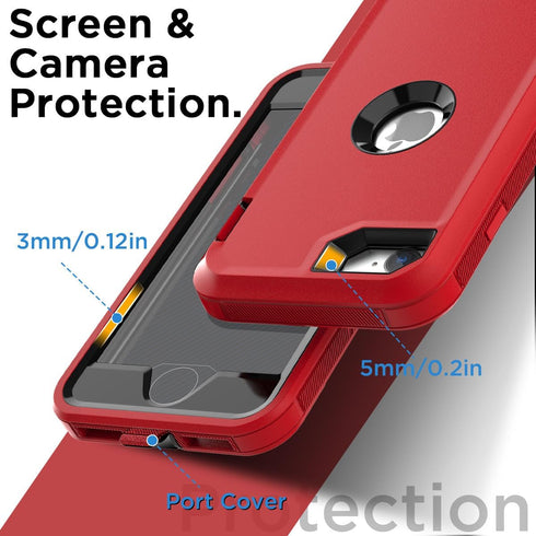 AICase for iPhone SE Case 3rd & 2nd Generation, for iPhone SE 2022/2020 Built-in Screen Protector Heavy Duty Protective Shockproof 3-Layer Full Bo...