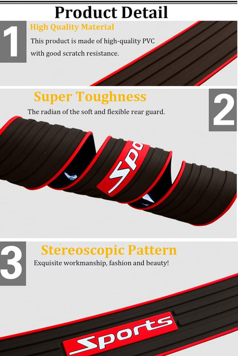 Pincuttee Rear Bumper Protector Guard for Car,Black Rubber Scratch,Resistant Trunk Door Entry Guards,Accessories Trim Cover,35.4"X2.87" for Most o...