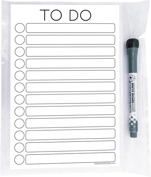 Dry Erase to Do List Vinyl Whiteboard Sticker Decal by Glassboard Studio | Removable & Reusable | Magnetic Fine-Tip Marker Included (6 x 9 inches,...