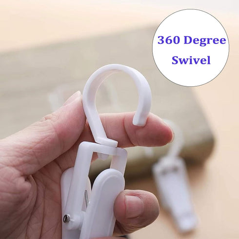 Super Strong Swivel Hanging Hooks - Laundry & Curtain Clips, Clothes Pins - Beach Towel Clips, 4.3-inch, White (10-pack)...