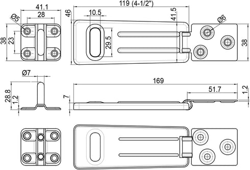 QCAA Security Concealed Hasp & Staple, Steel, 4-1/2", Zinc Plated, 2 Pack, Made in Taiwan...