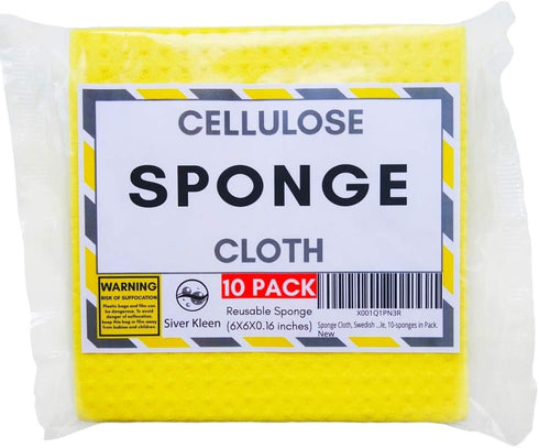 Sponge Cloth, Swedish Dishcloth, Cellulose, Reusable, 10-sponges in Pack....