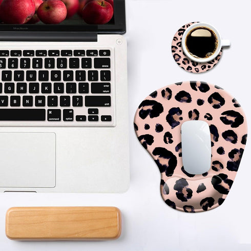 Ergonomic Mouse Pad with Wrist Support and Coaster,Mouse Pads with Non-Slip PU Base for Home Office Working Studying Easy Typing & Pain Relief Leo...