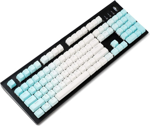 YMDK Double Shot 104 Dyed PBT Shine Through Keyset OEM Profile Keycap Set for Cherry MX Switches Mechanical Keyboard 104 87 61,Blue White Gradient...