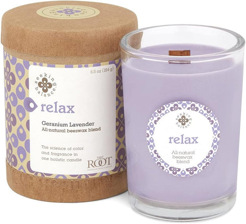 Root Candles Seeking Balance Small Spa Candle, 6.5-Ounce, Relax: Geranium Lavender...