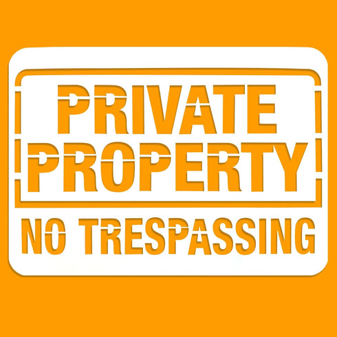 "Private Property No Trespassing" Reusable Stencil Template for Painting/Spraying Large Warning Sign on Wooden Plaque | 2-Pack, 14" x 10"...