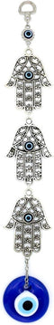 Demiwares Evil Eye Protection Charm, Hamsa Fatima Holy Hand with Evil Eye Glass, Metal Wall Hanging Home Decor for Good Luck and Blessings, Handma...