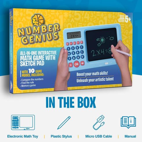 CoolToys Number Genius - Interactive Electronic Math Game with Sketch Pad - Educational Math Learning Games for Kids: Addition, Subtraction, Multi...