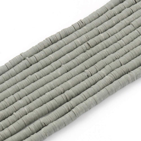3600 pcs Light Gray Clay Beads for Bracelets Making, 10 Strands Flat Round Polymer Clay Beads 6mm Spacer Heishi Beads for Jewelry Making Earring N...