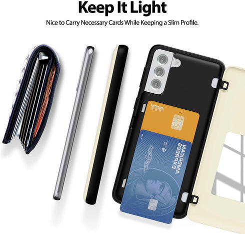 GOOSPERY for Galaxy S21 Plus 6.7"(2021) Card Holder Wallet Case, Easy Magnetic Door Closure Protective Dual Layer Bumper Sturdy Phone Back Cover w...