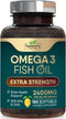 Triple Strength Omega 3 Fish Oil 2400 mg Supplement, Nature's Omega-3 Supplements, Brain & Heart Health Support - EPA & DHA, Fish Oil in Each Soft...