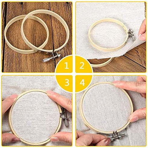 Pllieay 12 Pieces 3 Inch Embroidery Hoops Bamboo Circle Cross Stitch Hoop Ring for Embroidery, Art Craft Handy Sewing and Decoration...