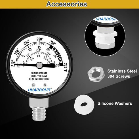 Pressure Canner Gauge, Pressure Cooker Gauge, 2" Dial Pressure Canner Steam Gauge, Bottom Mount...