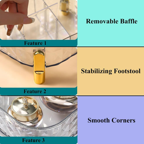 Makeup Organizer Countertop Bedroom Vanity Clear Skincare Organizer Cute Cosmetic Display Cases for Perfumes Lipsticks, Transparent White...