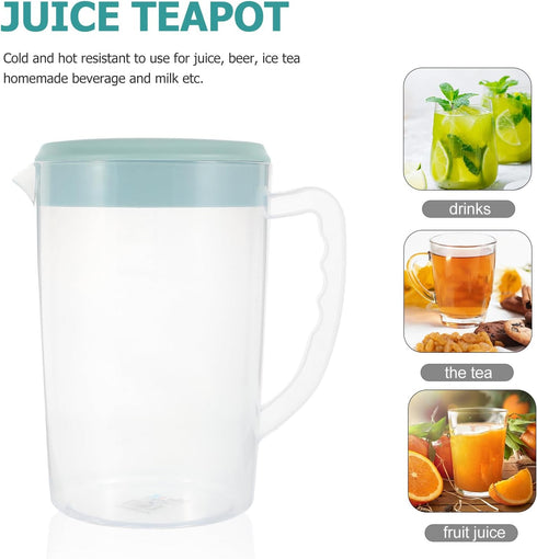Hemoton Plastic Pitcher with Lid,2000ml Lemonade Pitcher,Pitcher with Lid Covered,Juice Beverage Jar,Airtight Pitcher Jug Juice Pitcher Milk Conta...