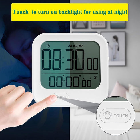 Small Vibrating Alarm Clock, Digital Large Display Magnetic Pomodoro Backlight Timer Stopwatch Tomato Vibration Pocket Clock, Loud or Silent Volum...